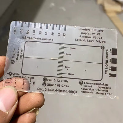 Ecg Transparent 7-Step Ruler Portable Ruler Card for Interpreting Ecg Ecg/Ekg Reference Guide Evaluation Tool Straight Caliper