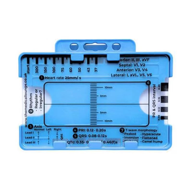 Ecg Transparent 7-Step Ruler Portable Ruler Card for Interpreting Ecg Ecg/Ekg Reference Guide Evaluation Tool Straight Caliper